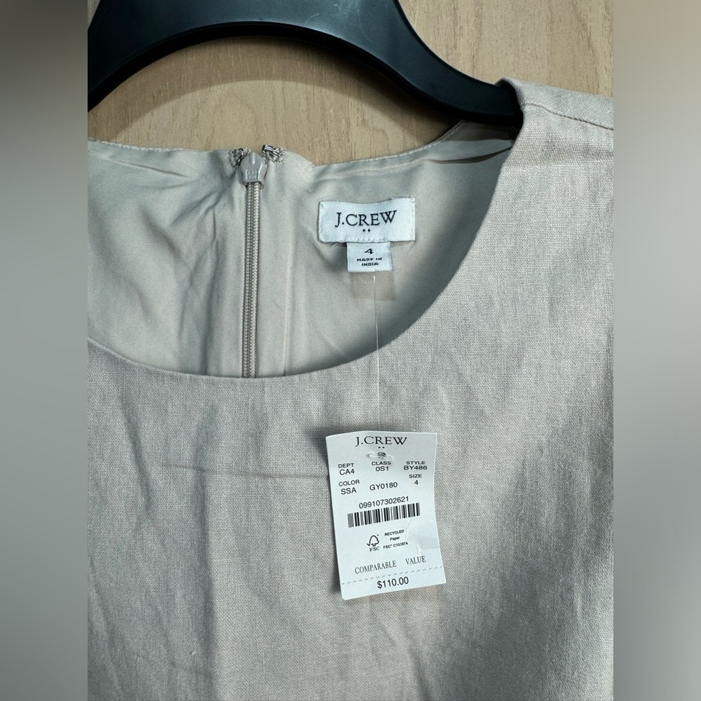 J.Crew Womens Sleeveless Linen Blend Dress With Scalloped Hem - Picture 3 of 12